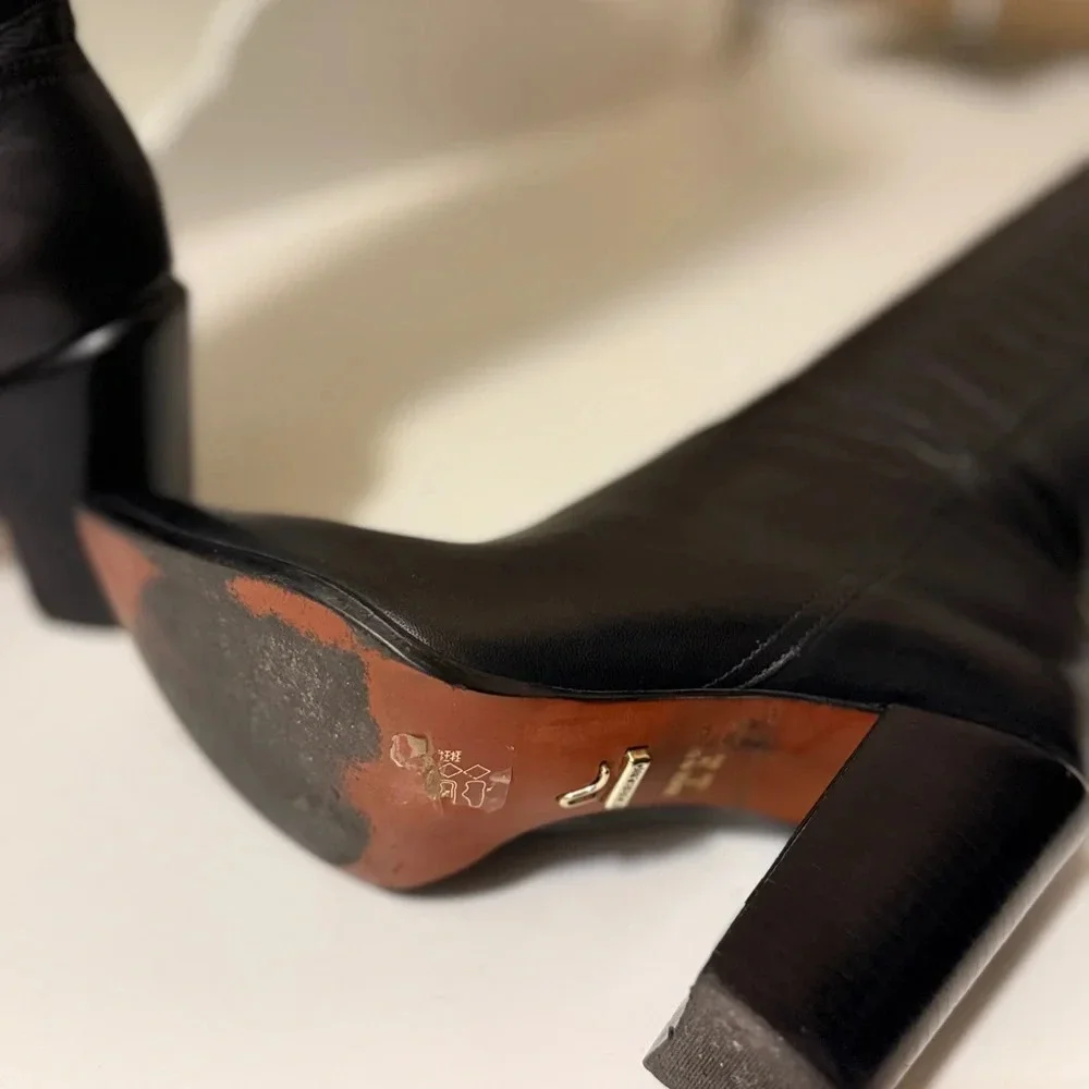 CARRANO over the knee leather boots with thick heels